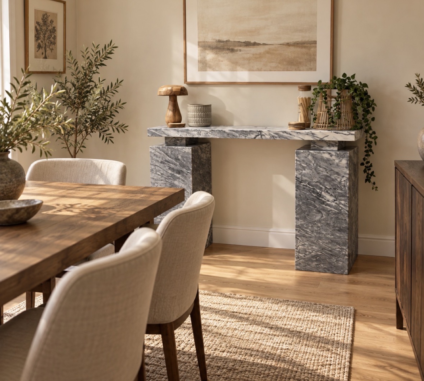 Twin-Pedestal Stone Console
