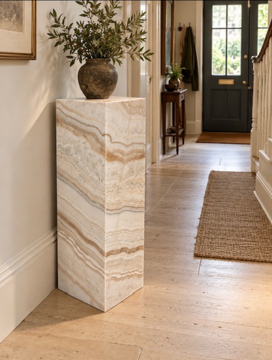 Illuminated Banded Stone Plinth