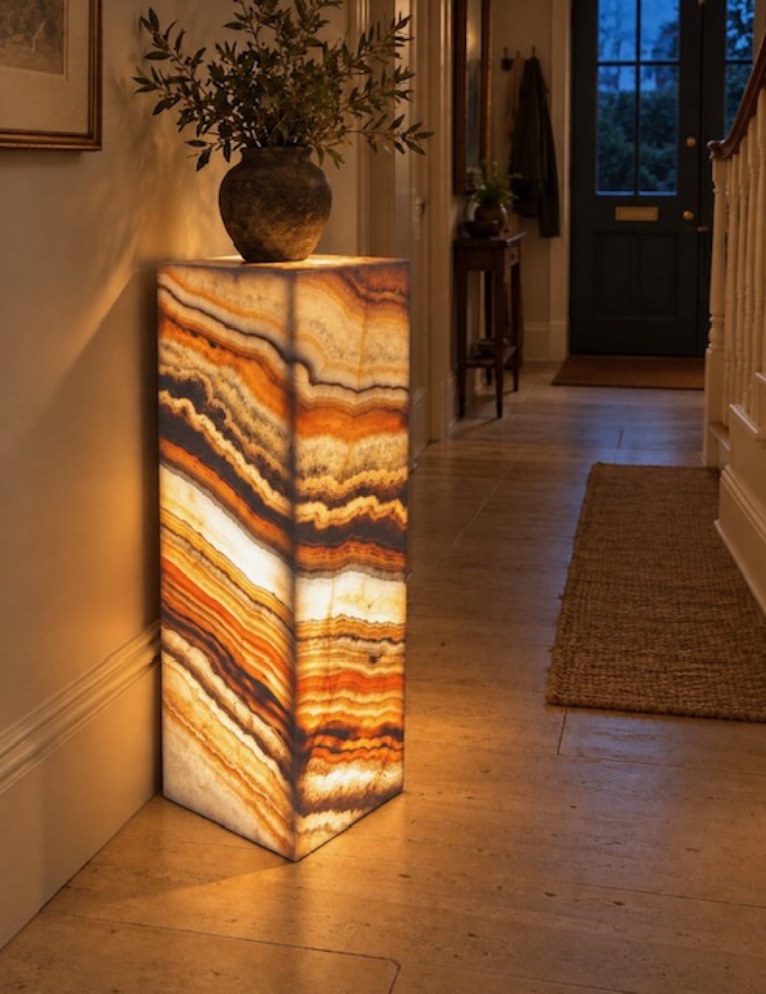 Illuminated Banded Stone Plinth — view 2